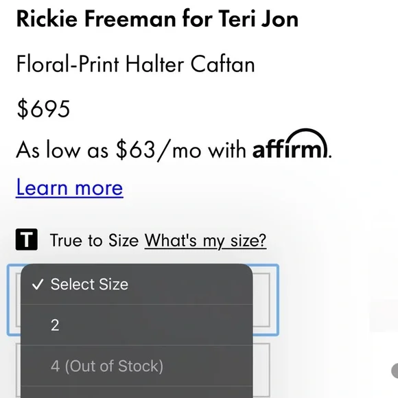 RICKIE FREEMAN FOR TERI JON Brdr Prt Halter Caftan Size 4 - Picture 5 of 7